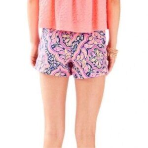 Lilly Pulitzer Callahan Short Paisley Print Pink Navy Stretch Chino